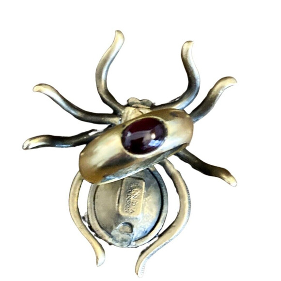 RARE 90s Linda Levinson Matte Gold, Crystal & GARNET Ring, Fall Jewelry, Vintage - Picture 4 of 12